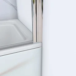 AICA Sanitaire Pare baignoire Chrome pivotant 180degrés à 3 volets L130xH140cm, 6mm verre anticalcaire et pose réversible ,style industriel* Pare-Baignoire
