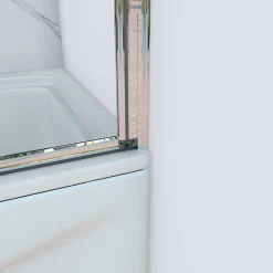 AICA Sanitaire Pare baignoire Chrome pliante,L120xH140cm avec pliante 5 volets pliants 180 degrés,Installation réversible,4mm verre trempé* Pare-Baignoire