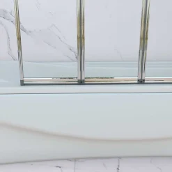AICA Sanitaire Pare baignoire Chrome pliante,L120xH140cm avec pliante 5 volets pliants 180 degrés,Installation réversible,4mm verre trempé* Pare-Baignoire