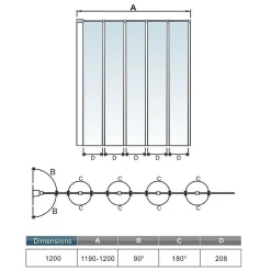 AICA Sanitaire Pare baignoire Chrome pliante,L120xH140cm avec pliante 5 volets pliants 180 degrés,Installation réversible,4mm verre trempé* Pare-Baignoire