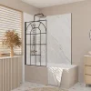 Aurlane Pare Baignoire Déco 75x130 cm - Verre Trempé 4 mm Sérigraphie Verrière - Profilé Noir Mat