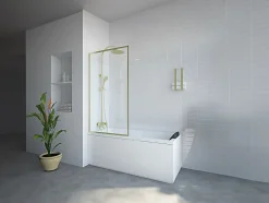Vente-unique Pare baignoire doré style art déco - 80 x 140 cm - Verre trempé - BRADENTON* Pare-Baignoire