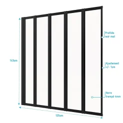 Galedo Pare baignoire Five 5 volets pivotants noir 143 x 125cm* Pare-Baignoire