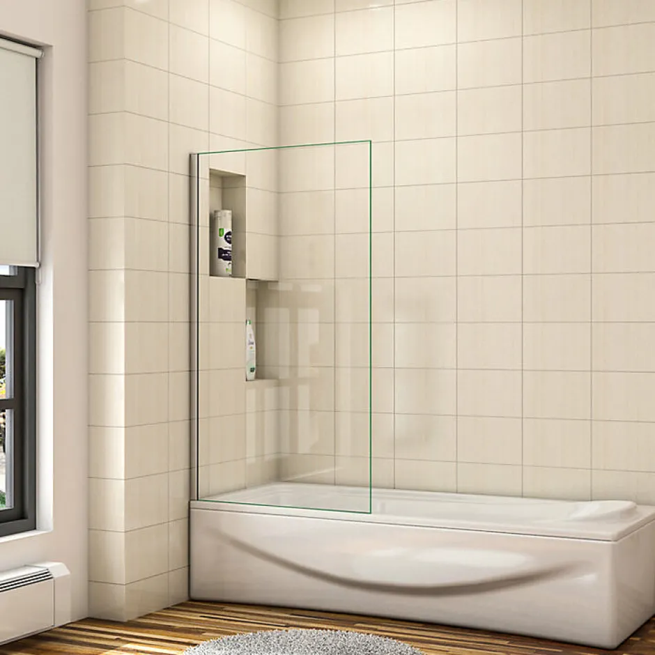 AICA Sanitaire Pare baignoire fixe 1 volet chrome - L.70 x H.130 cm en 5mm verre anticalcaire