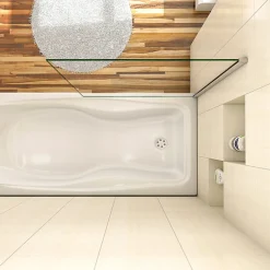 AICA Sanitaire Pare baignoire fixe 1 volet chrome - L.70 x H.130 cm en 5mm verre anticalcaire
