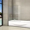 AICA Sanitaire Pare baignoire L.100 x H.140cm pivotant à 180 avec 2 étagères et porte-serviette - 6mm verre sécurit -Installation réversible* Pare-Baignoire