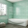 AICA Sanitaire Pare baignoire L.70 x H.130cm profilé blanc écran paroi pivotante - Installation réversible - 4mm verre sécurité