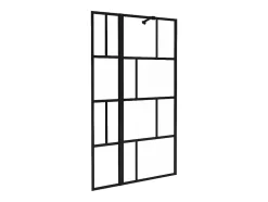 Vente-unique Pare baignoire noir mat au style industriel avec volet pivotant - 100 x 140 cm - OBELINI* Pare-Baignoire