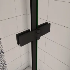 AICA Sanitaire pare baignoire noir pivotante pliant 100x140cm,paroi fixée,5mm verre anticalcaire,noir mat en métal style et simplicité* Pare-Baignoire