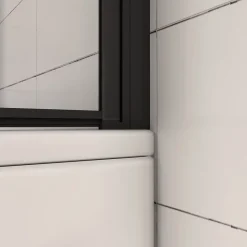 AICA Sanitaire pare baignoire noir pivotante pliant 100x140cm,paroi fixée,5mm verre anticalcaire,noir mat en métal style et simplicité* Pare-Baignoire