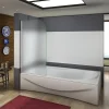 AICA Sanitaire Pare baignoire pivotant - 80 x 140 cm - Verre dépoli anticalcaire 5 mm - Profilé aluminium chromé - Installation à gauche* Pare-Baignoire