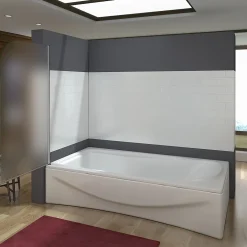 AICA Sanitaire Pare baignoire pivotant - 80 x 140 cm - Verre dépoli anticalcaire 5 mm - Profilé aluminium chromé - Installation à gauche* Pare-Baignoire