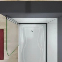 AICA Sanitaire Pare baignoire pivotant - 80 x 140 cm - Verre dépoli anticalcaire 5 mm - Profilé aluminium chromé - Installation à gauche* Pare-Baignoire