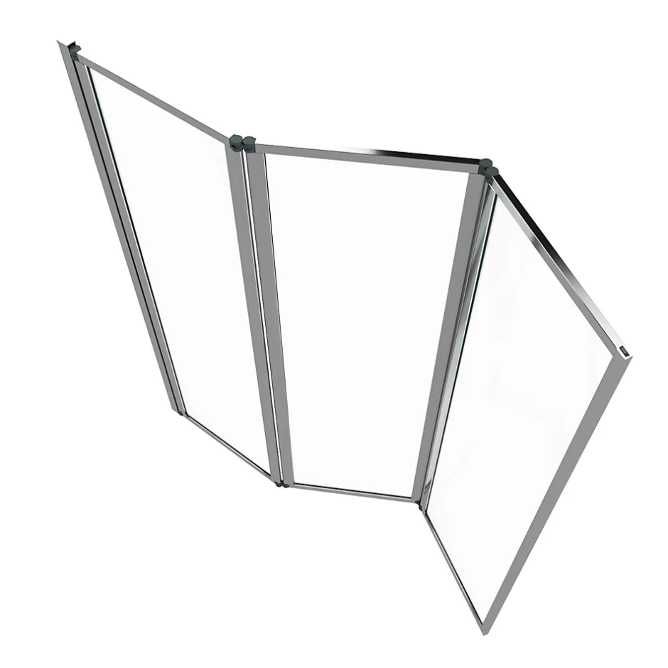 Aurlane Pare baignoire Pivotant 3 Volets Chrome - 125x143 cm - Verre Trempé 4 mm - ZAGGY CHROME* Pare-Baignoire
