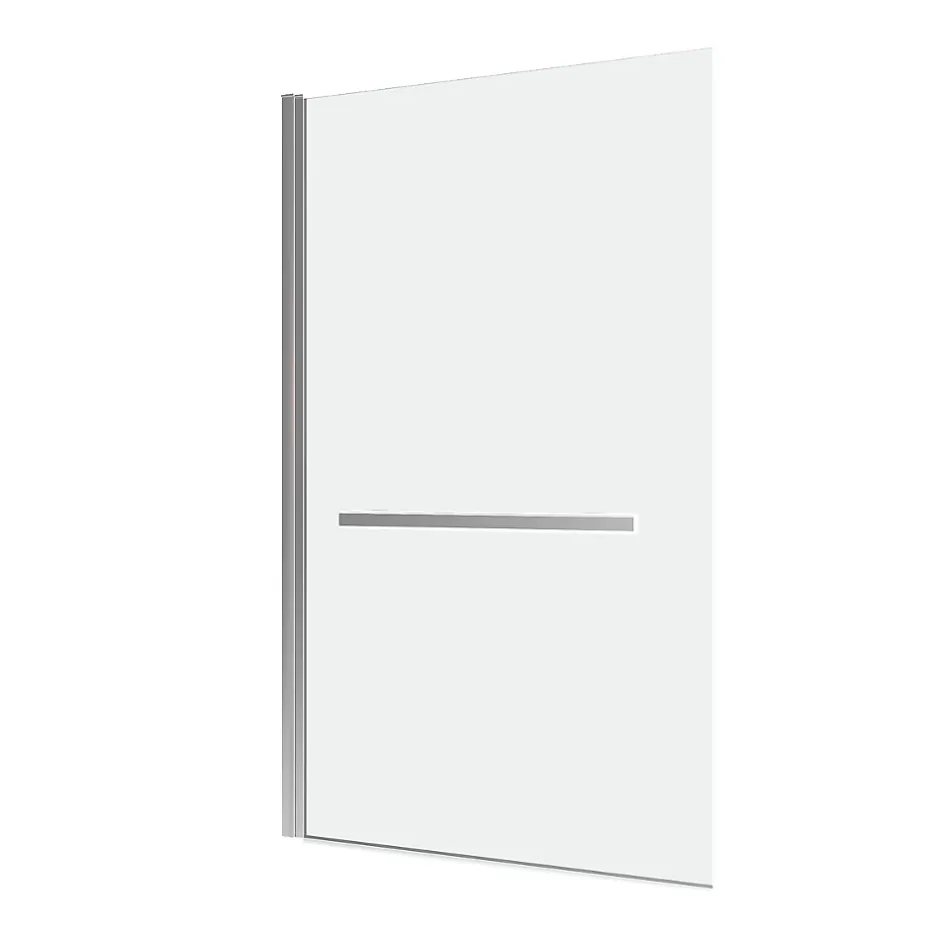 Aurlane Pare baignoire Pivotant avec Porte-Serviette 85x150cm - Profilé Chrome - Verre 6mm - TSHAPE CHROMED
