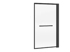 Vente-unique Pare baignoire pivotant et relevable avec porte serviette - Noir mat - 80 x 140 cm - VESLIRA