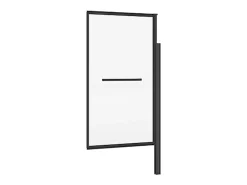 Vente-unique Pare baignoire pivotant et relevable avec porte serviette - Noir mat - 80 x 140 cm - VESLIRA