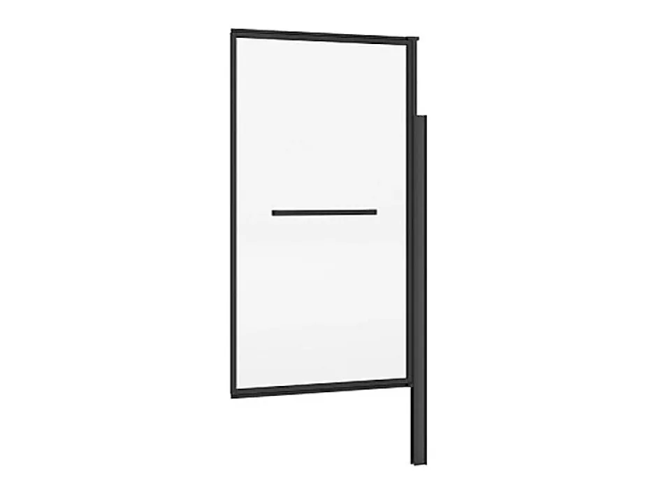 Vente-unique Pare baignoire pivotant et relevable avec porte serviette - Noir mat - 80 x 140 cm - VESLIRA