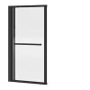Vente-unique Pare baignoire pivotant et relevable avec porte serviette - Noir mat - 120 x 140 cm - VESLIRA