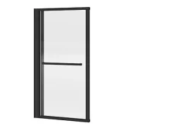 Vente-unique Pare baignoire pivotant et relevable avec porte serviette - Noir mat - 120 x 140 cm - VESLIRA