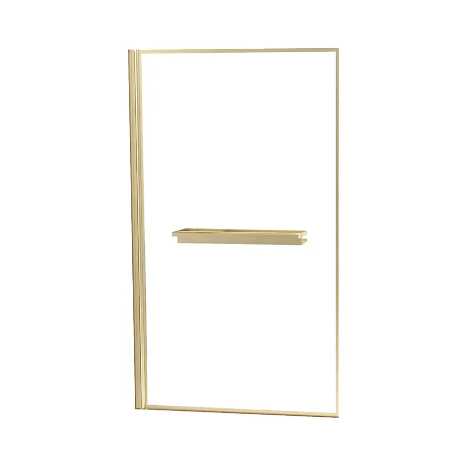 Galedo Pare baignoire pivotant l.80 x H.140 cm profilés doré brossé avec porte serviette et étagère, Edge