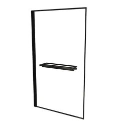 Galedo Pare baignoire pivotant l.80 x H.140 cm profilés noirs avec porte serviette et étagère, Edge* Pare-Baignoire