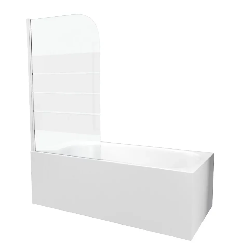 Aurlane PARE BAIGNOIRE PIVOTANT 130x75cm VERRE SERIGRAPHIE ET PROFILE ALUMINIUM BLANC* Pare-Baignoire