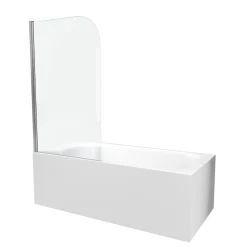 Aurlane Pare Baignoire Pivotant 130x75cm Profile Aluminium Chrome - VELA CHROME
