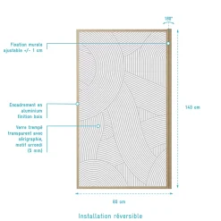 Aurlane Pare baignoire pivotant 140x80 cm HINATA - style Japandi courbes douces Cadre effet bois - Verre 5mm