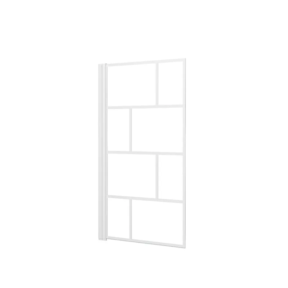 Aurlane Pare Baignoire Rabattable 75x125cm - Sérigraphie Briques Blanches - Verre Trempé 4mm* Pare-Baignoire