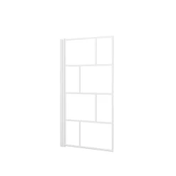Aurlane Pare Baignoire Rabattable 80x140cm - Sérigraphie Briques Blanches - Verre Trempé 4mm* Pare-Baignoire
