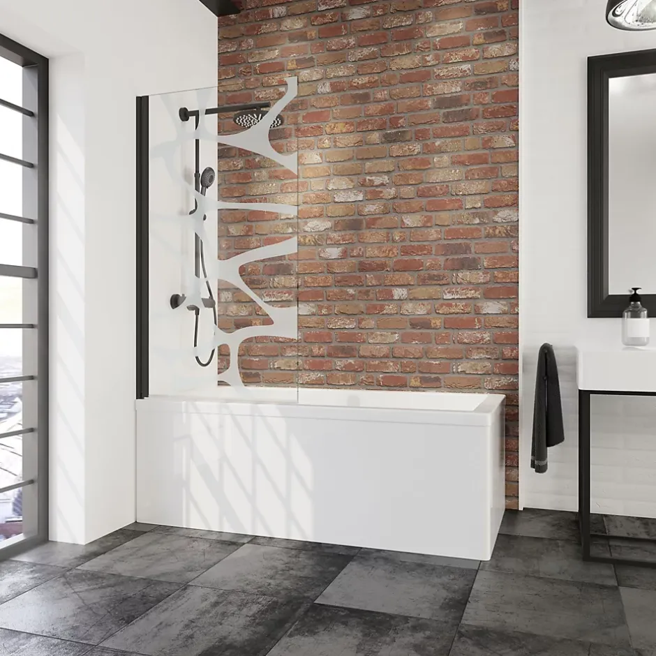 Schulte Pare baignoire rabattable transparent, profilé noir, H.140cm x L.80cm Zoé