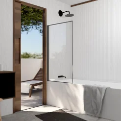 Aurlane Pare Baignoire Rabattable 75x130 cm - Aluminium Gun Metal et Verre Trempé 4 mm* Pare-Baignoire