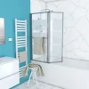 Aurlane Pare baignoire relevable 139x105cm avec volet - verre transparent avec bande depolie