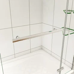 AICA Sanitaire pare baignoire 100x140cm paravent pivotant avec porte-serviette en inox et 2 étagères,5mm verre de sécurit,facile à pose* Pare-Baignoire