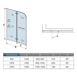 AICA Sanitaire pare baignoire 100x140cm paravent pivotant avec porte-serviette en inox et 2 étagères,5mm verre de sécurit,facile à pose* Pare-Baignoire