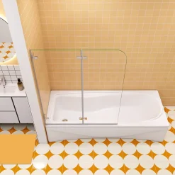 AICA Sanitaire pare baignoire 110x140cm,pivotant et repliable 180 degrés,5mm verre de sécurit,facile à nettoyer