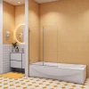 AICA Sanitaire pare baignoire 100x140cm,pivotant et repliable 180 degrés,5mm verre de sécurit,facile à nettoyer