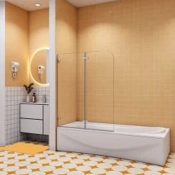 AICA Sanitaire pare baignoire 100x140cm,pivotant et repliable 180 degrés,5mm verre de sécurit,facile à nettoyer