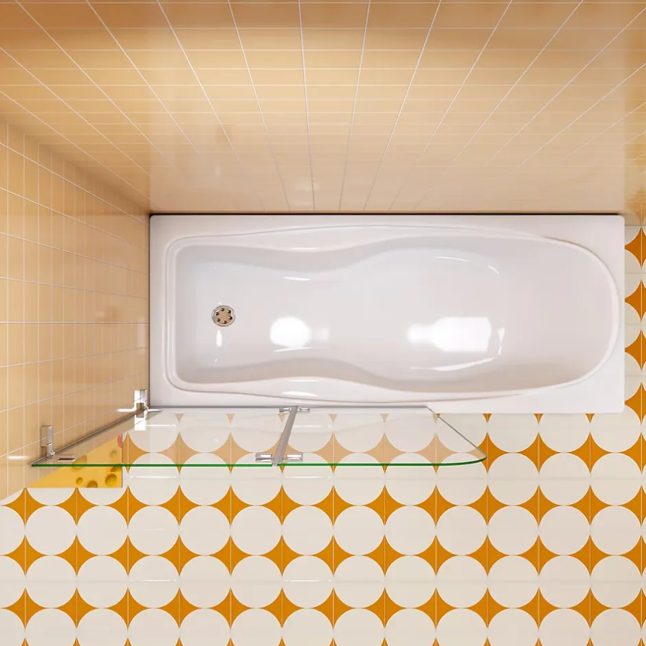 AICA Sanitaire pare baignoire 100x140cm,pivotant et repliable 180 degrés,5mm verre de sécurit,facile à nettoyer