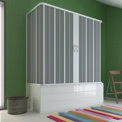 Forte Pare-Baignoire 3 côtés 70x170x70 CM en Pvc accordéon mod. Flex avec ouverture centrale* Pare-Baignoire