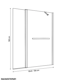 GoodHome Pare-baignoire 1 volet + retour verre transparent anticalcaire Nubia H. 150 x l. 124 cm