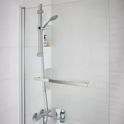 GoodHome Pare-baignoire 1 volet verre transparent anticalcaire Nubia H. 150 x l. 95 cm