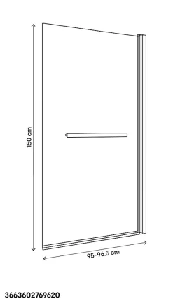 GoodHome Pare-baignoire 1 volet verre transparent anticalcaire Nubia H. 150 x l. 95 cm