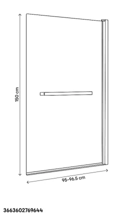 GoodHome Pare-baignoire 1 volet verre gris fumé anticalcaire Nubia H. 150 x l. 95 cm* Pare-Baignoire