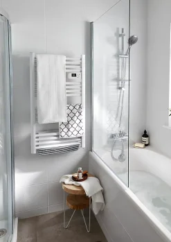 GoodHome Pare-baignoire 1 volet verre transparent anticalcaire Calera H. 140 x l. 85 cm