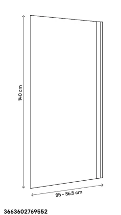 GoodHome Pare-baignoire 1 volet verre transparent anticalcaire Calera H. 140 x l. 85 cm