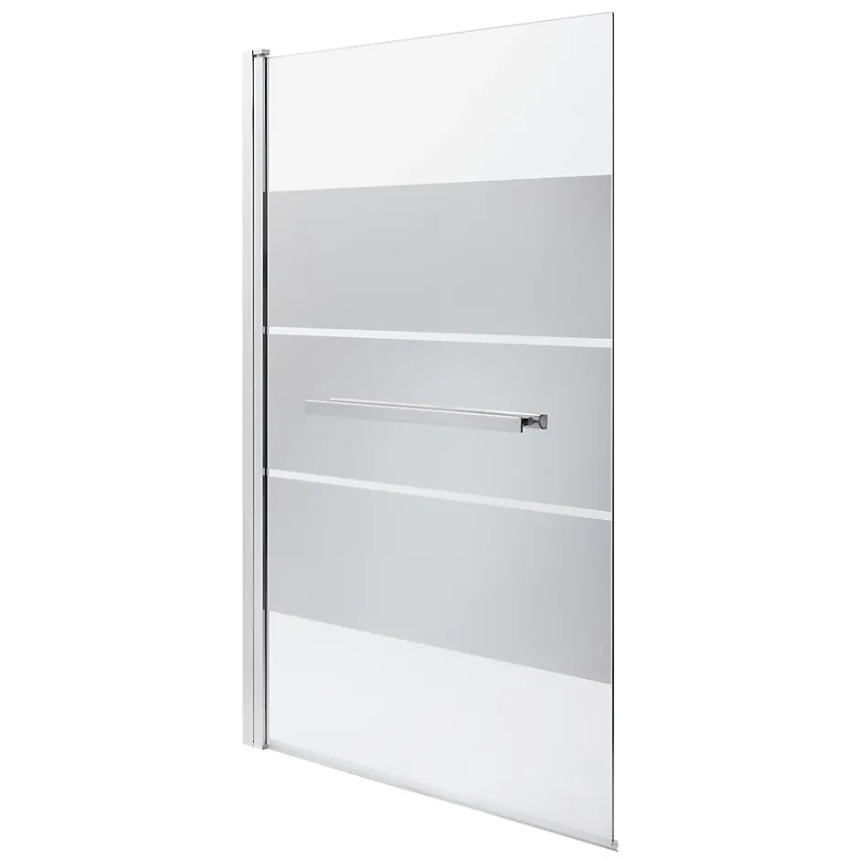 GoodHome Pare-baignoire 1 volet verre miroir anticalcaire Nubia H. 150 x l. 95 cm