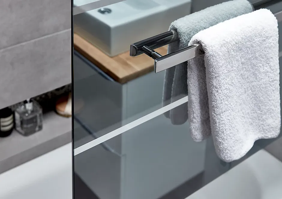 GoodHome Pare-baignoire 1 volet verre miroir anticalcaire Nubia H. 150 x l. 95 cm