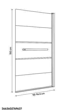GoodHome Pare-baignoire 1 volet verre miroir anticalcaire Nubia H. 150 x l. 95 cm